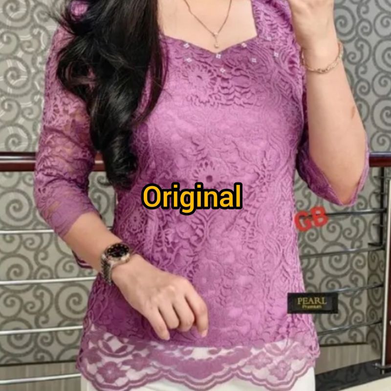 Atasan Brokat TANGAN LURUS BLUS SEMI RENDA WANITA KEKINIAN/ BAJU WANITA/ KEBAYA MODEL BARU/ BLUS MOD