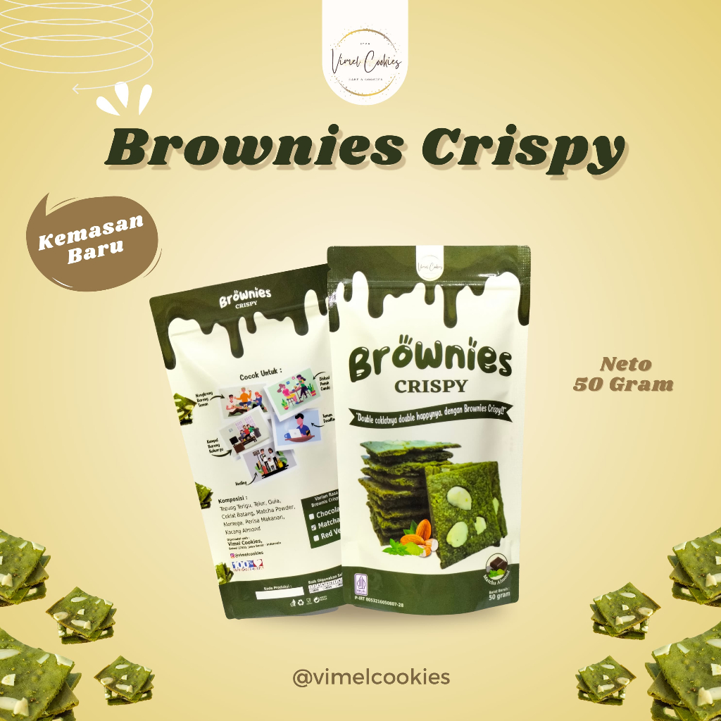 

BROWNIES CRISPY MATCHA/COOKIES BROWNIES ALMOND (50 GRAM)