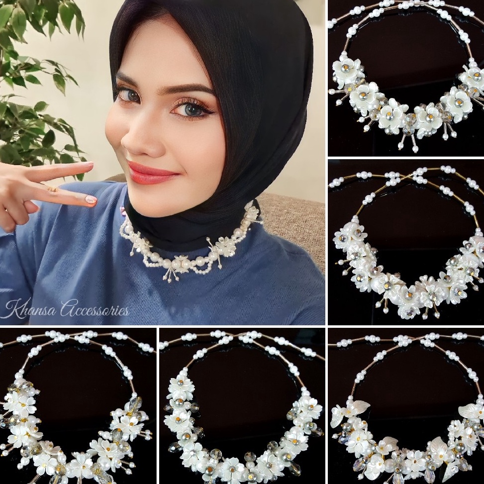 Crystal Beads Necklace Kalung Hijab Aksesoris Baju Manik Kekinian - KH010