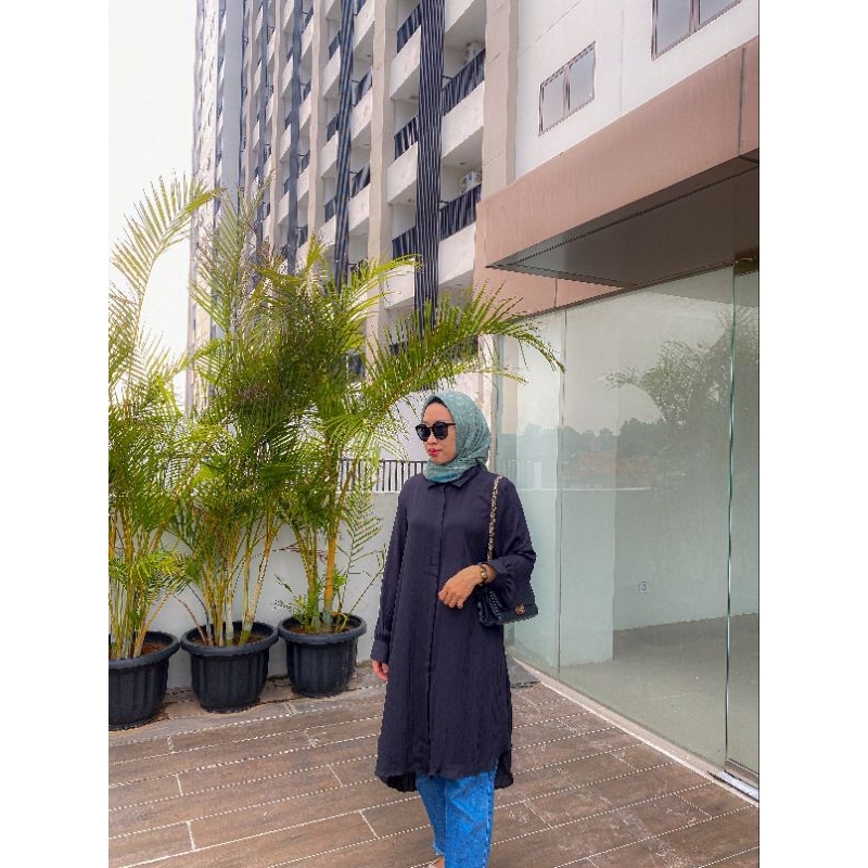 Hamalia - Tunik Zara Hitam | Kemeja Tunik | Katun Zara