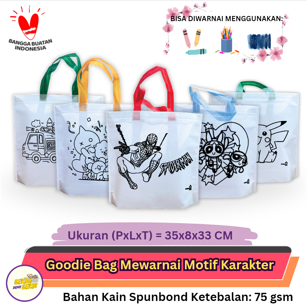 

Goodie Bag Tas Mewarnai Spunbond 33x35x8 Landscape Lukis Suvenir Untuk Lomba Hadiah Acara Edukasi