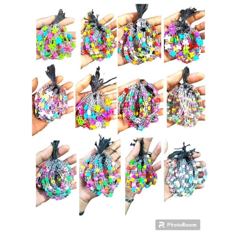 12pcs [ 1 lusin ] Gelang Kristal Kombinasi Mute Warna