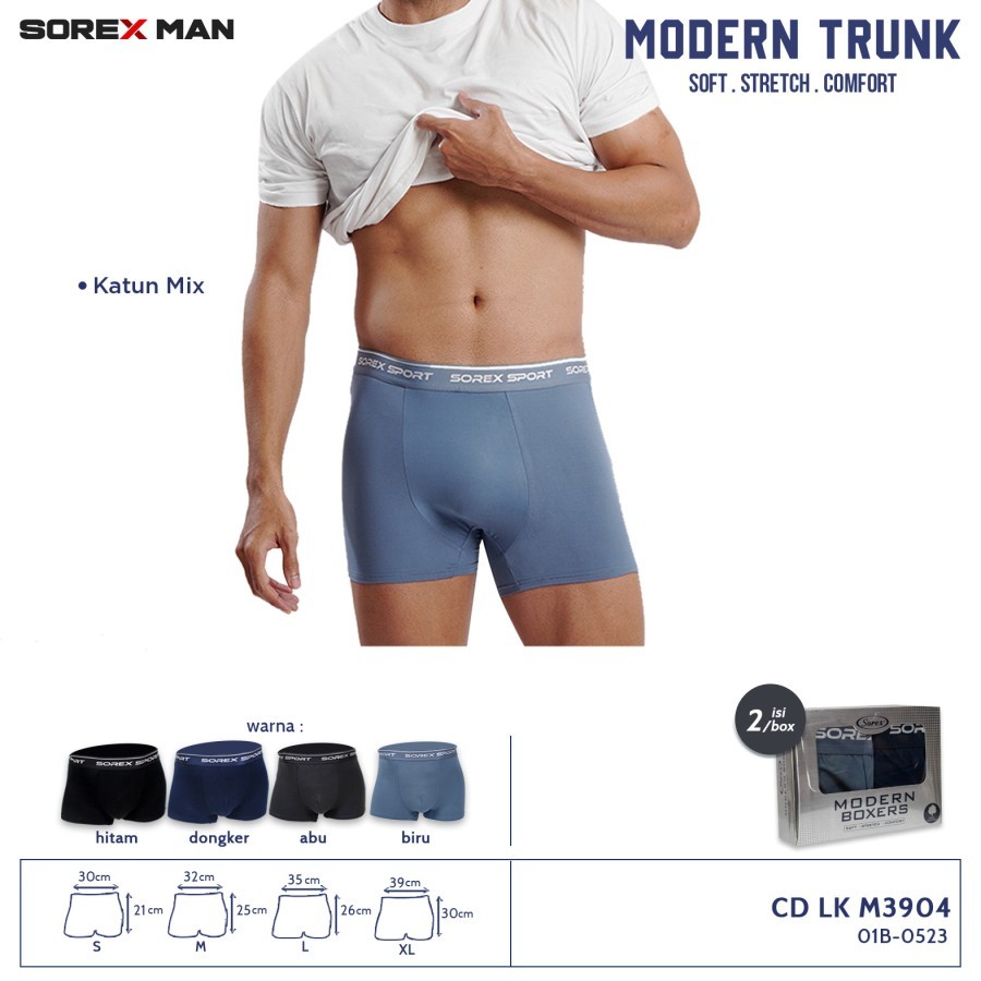 Sorex Man Boxer Pria Sport Trunk Super Soft Celana Dalam Cowo LK M 3904 3908