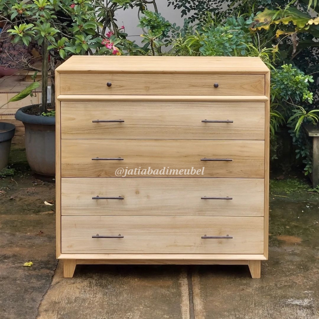 Nakas Drawer Minimalis Kayu Jati, Bufet Lemari Laci Minimalis Jati, Almari Kabinet Laci Jati