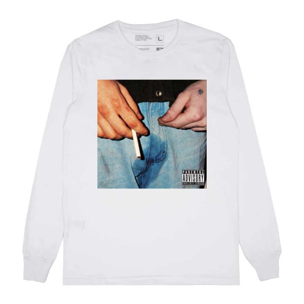 Nebula Tshirt Streetwear Vintage Kaos lengan Panjang Putih