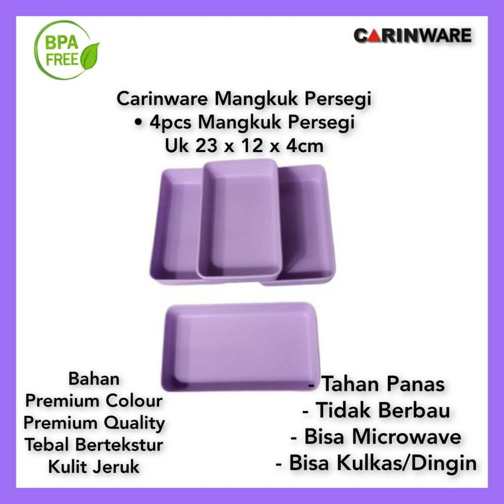 Carinware mangkok kotak segi panjang 4Pcs