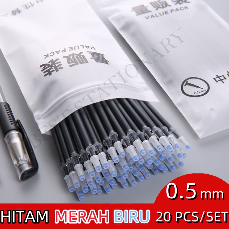 

Isi Ulang Pulpen 20Pcs/Set /REFILL TINTA GEL/PENA GEL REFILL 0.38MM - Best Stationary