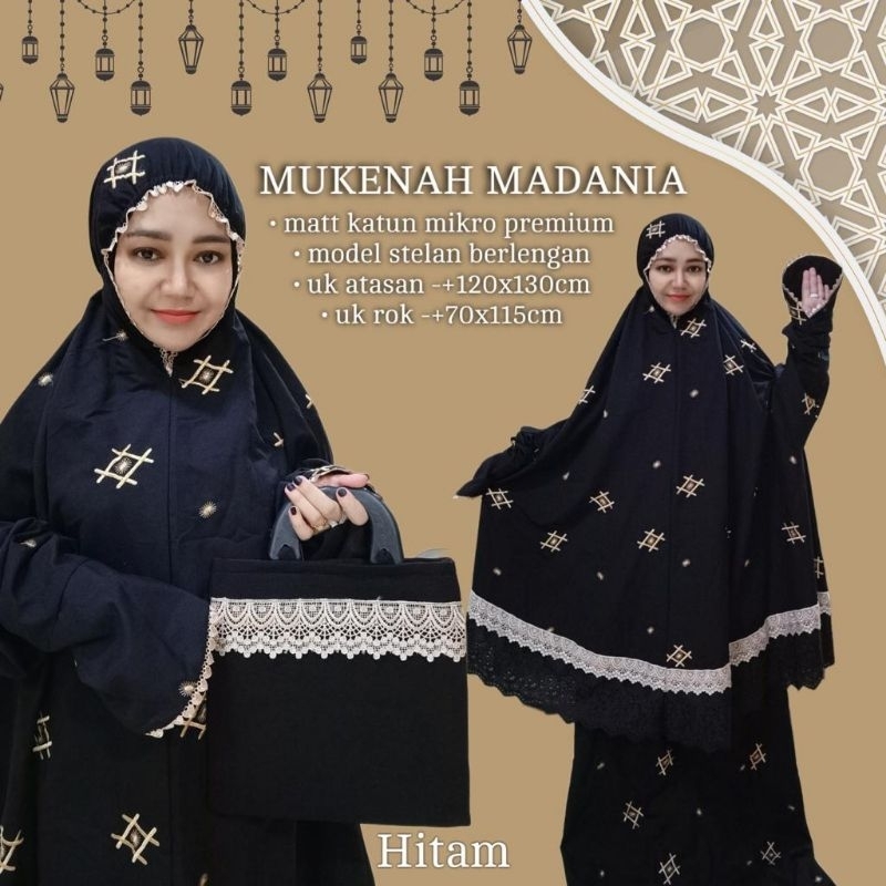 Mukena Setelan Berlengan Madania Katun Mikro Mukena Haji dan Umroh