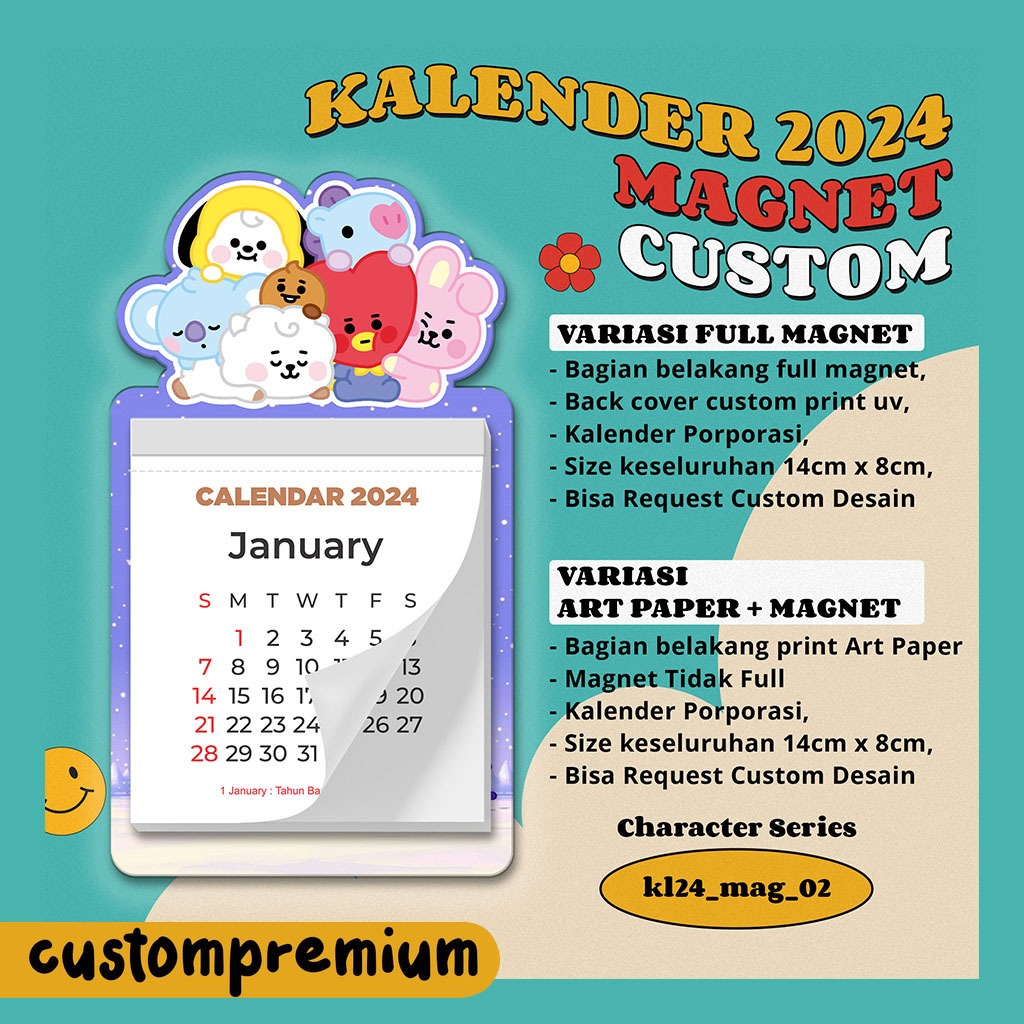 

Kalender Custom 2023 Bahan Magnet / Kalender Magnet Kulkas / Calendar Mini Custom
