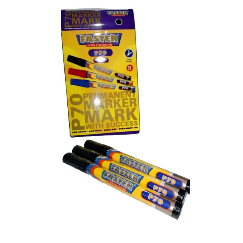 

Faster P70 Permanent Marker | 1 Box 12pcs Hitam