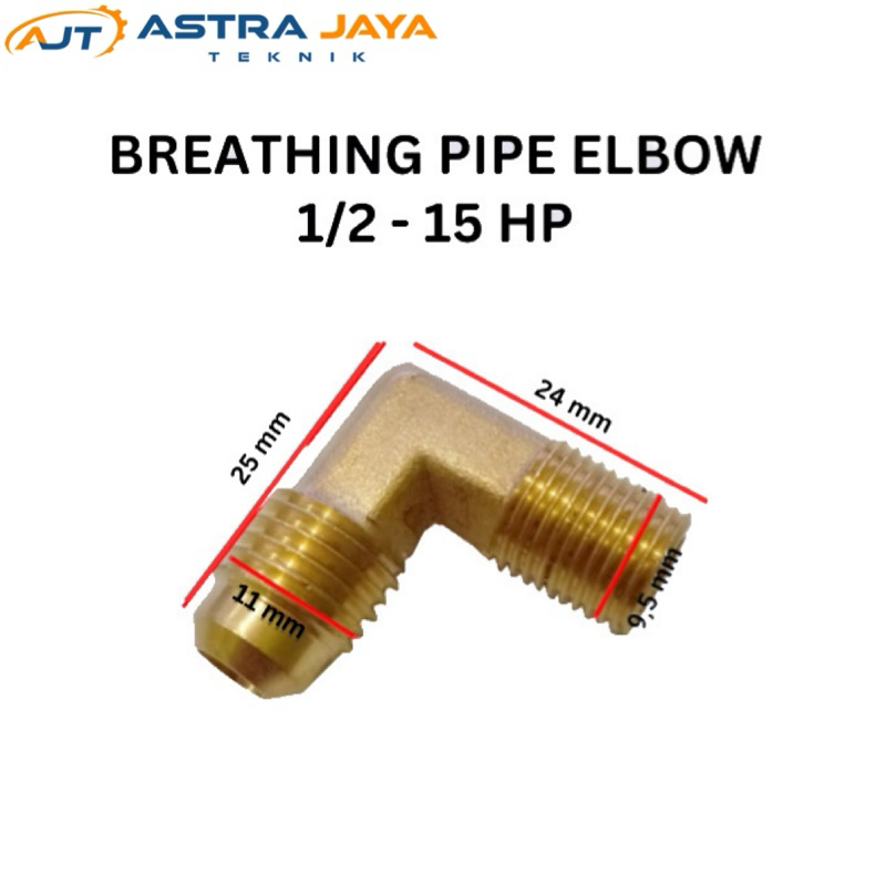 Breathing Pipe Elbow 1/2 - 15 HP SHARK Ukuran 1/8 INCH Kompresor Angin - L Kompresor 1/4” / Knee Kun