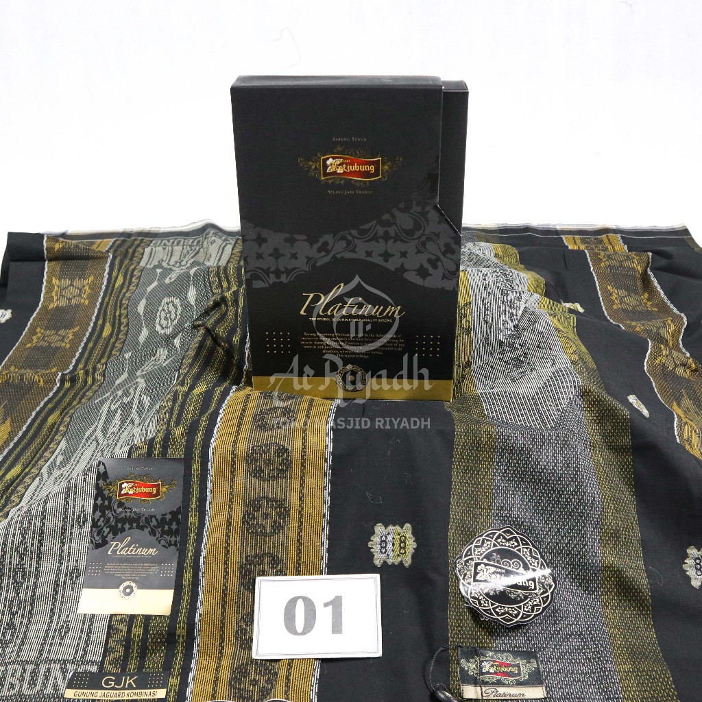 Sarung Ketjubung Platinum Gold Motif GJK Gunung Jacquard Kombinasi Hitam Warna