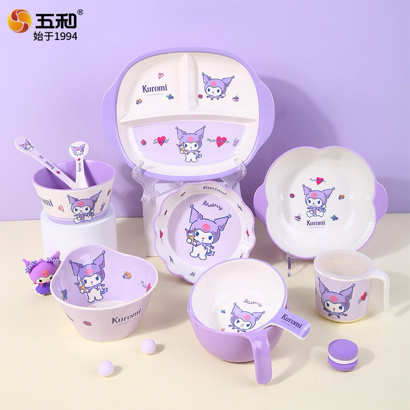 SET GIFT BOX TABLEWARE MELAMIN ANAK PIRING SEKAT MANGKOK GELAS KARAKTER KUROMI