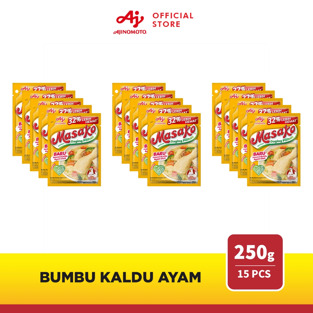 

Masako® Bumbu Kaldu Ayam Penyedap Rasa 250g (15pcs)