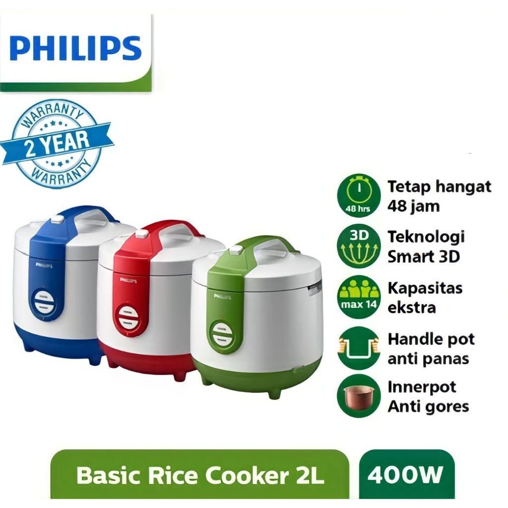 Philips Rice Cooker 2 Liter HD 3119 Penanak Nasi 3in1 HD3119