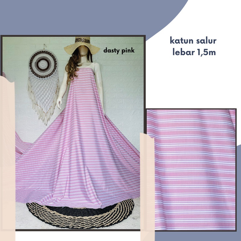 katun salur katun lebar 1,5m kain untuk dress kain untuk kemeja kain motif salur