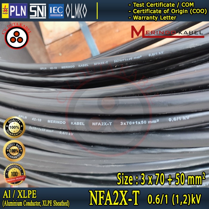 Kabel NFA2X-T 3x70 mm2+50 mm2 SUTRADO / MERINDO (Twisted Cable/Kabel Udara/Kabel PLN/Kabel SR/LVTC)