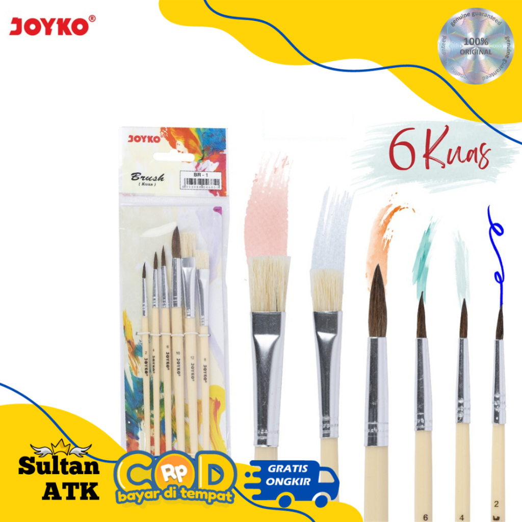 

SET KUAS LUKIS / BRUSH SET JOYKO BR-1 ( KUAS CAT AIR, ACRYLIC, MINYAK, POSTER, GUAS )
