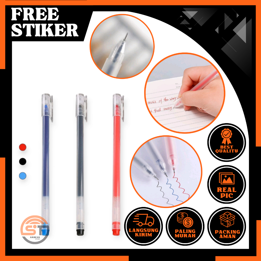 

1PCS Pulpen Gel 0.5mm Ballpoin Pena Tinta Hitam Biru Merah Transparan Bolpen Alat Tulis Sekolah Kantor Pen A153
