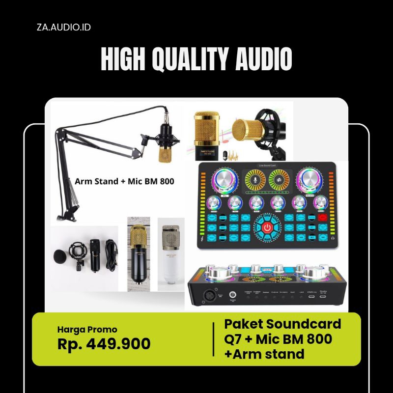 Paket soundcard Q7 + Mic BM 800 + stand