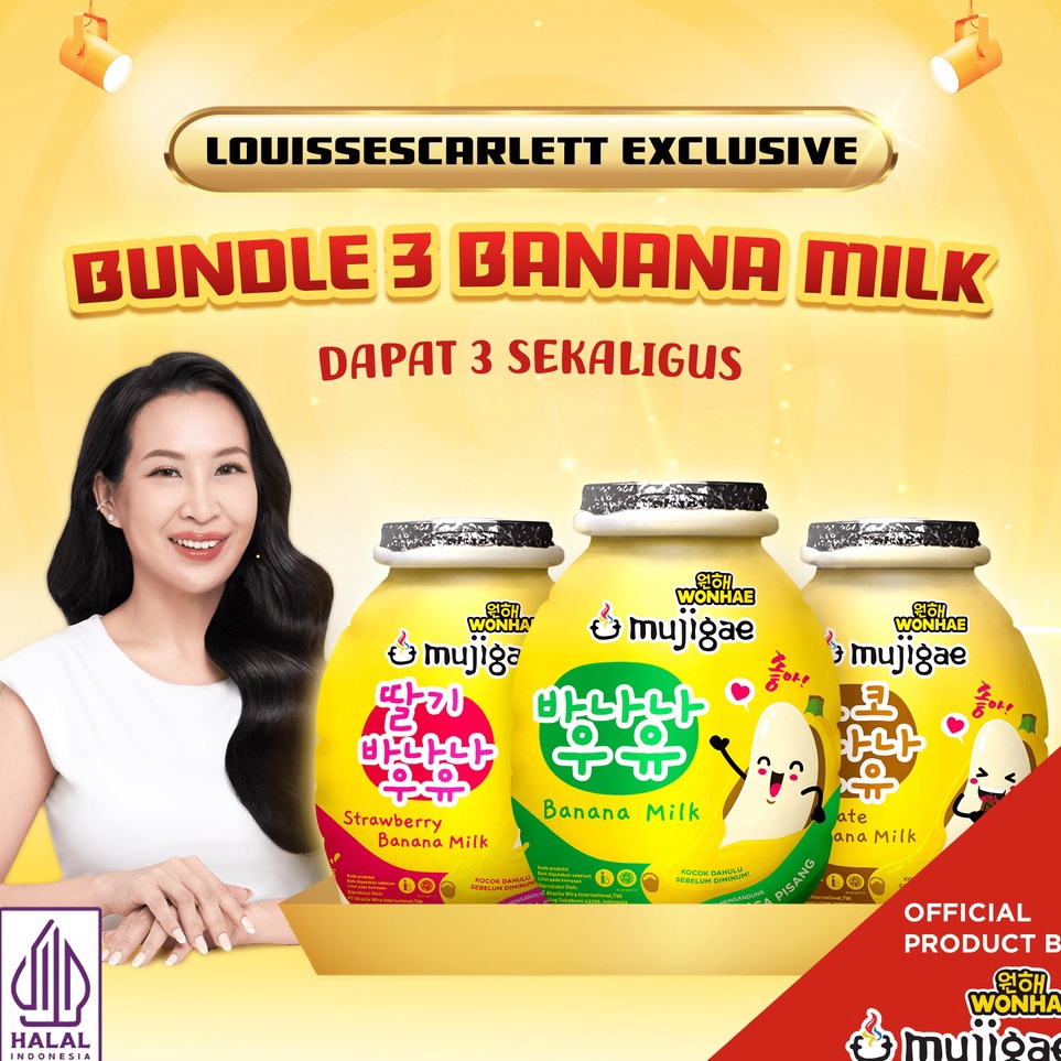 

Terlaris [Louisse Scarlett Exclusive] Bundle 3 - Mujigae Banana Milk Mix Original. Chocolate, Strawberry