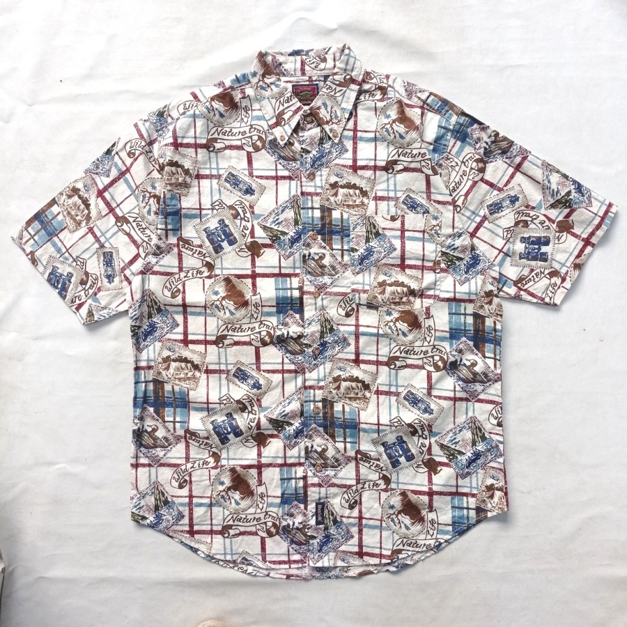 kemeja vintage duxbak fullprint hawaiian shirt casual oversize