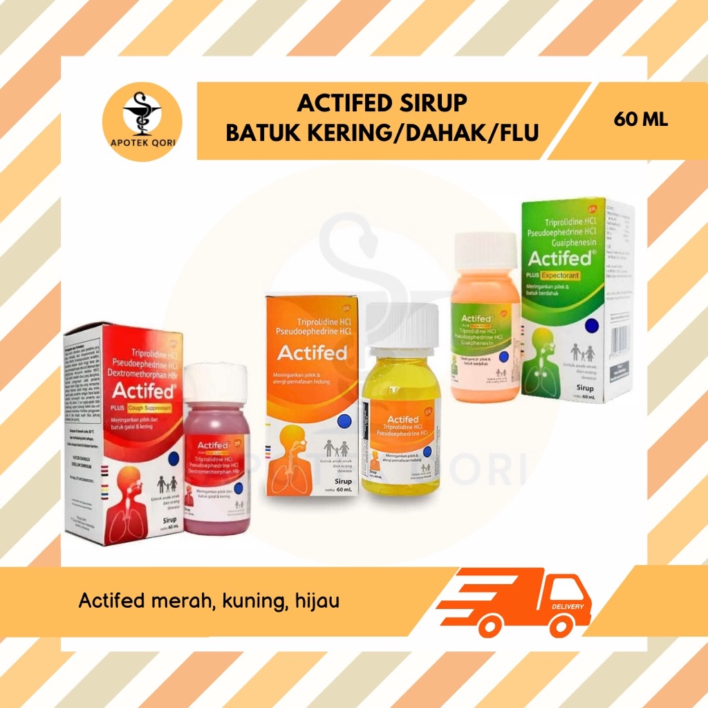 ACTIFED MERAH HIJAU KUNING 60 ML/FLU BATUK KERING/FLU BATUK BERDAHAK/FLU