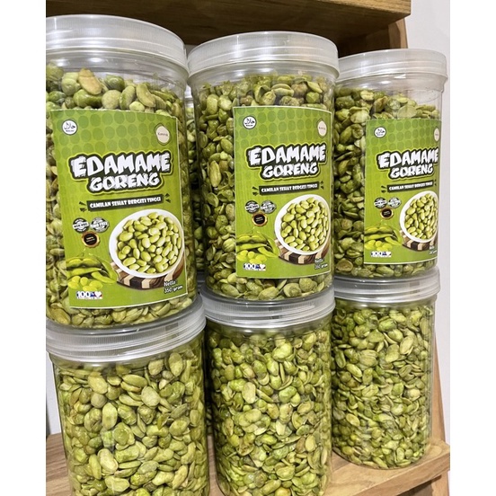 

Grosir camilan gurih edamame goreng kemriuk kemasan botol 350 gram