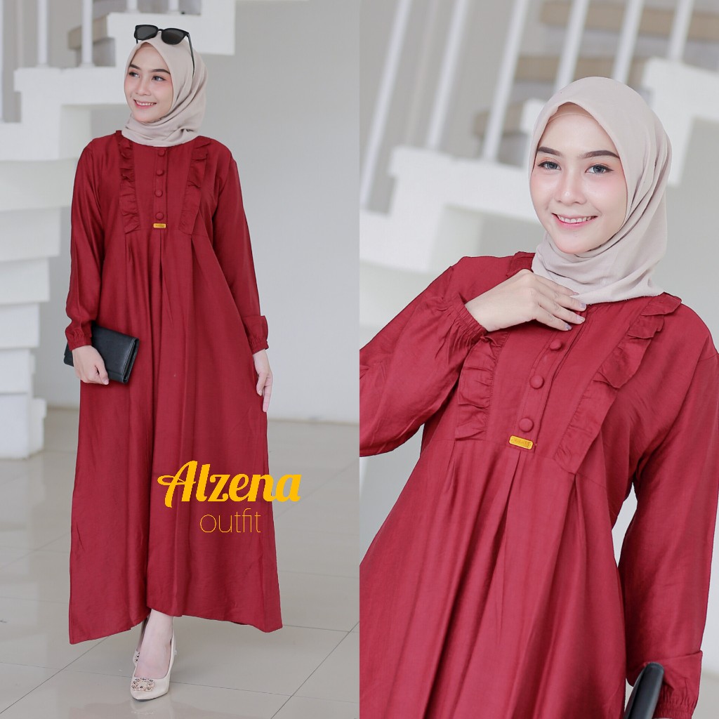 SAVIRA Midi Dress Polo Linen Busui Kancing Bungkus