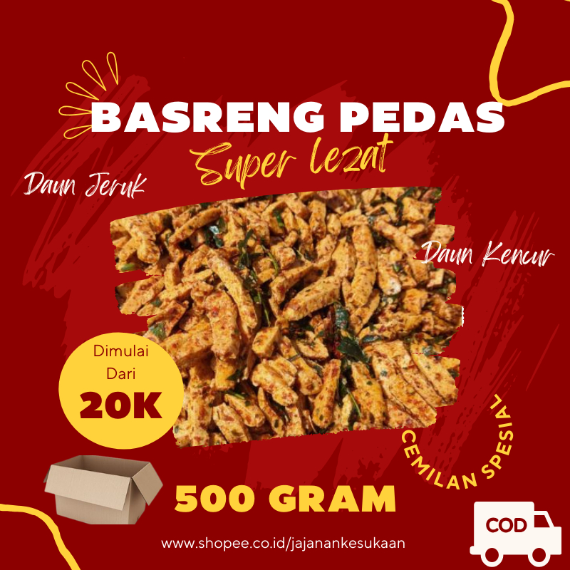 

Jajanan Kesukaan Basreng Pedas Daun Jeruk Sultan Isi 500 gram Snack Cemilan Camilan Makanan Ringan GRATIS Packing Kardus COD