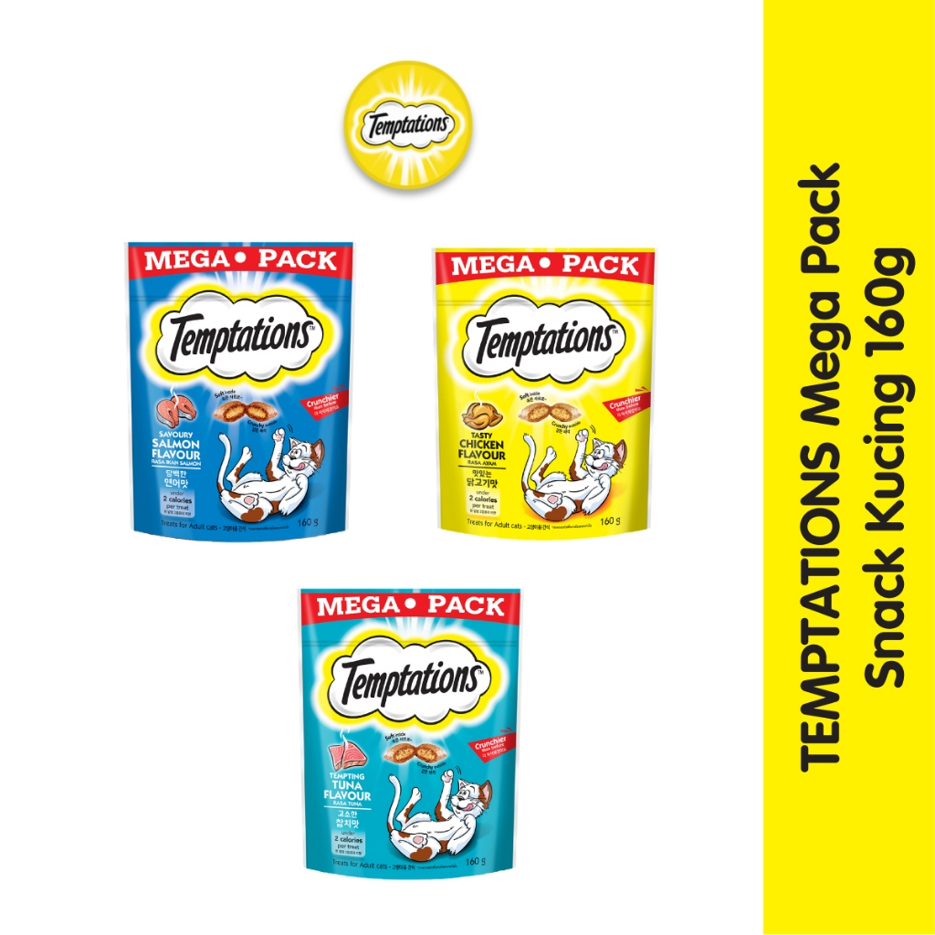 TEMPTATIONS Snack Kucing Kering Berbagai Pilihan Rasa 160g