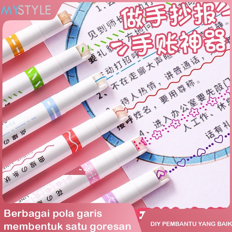 

MYSTYLE SJ7008A-6 SPIDOL UNTUK MENGGARIS BUKU TULIS ANEKA MODEL DAN WARNA 1 PACK 6 PCS MOTIF BEDASEPERTI STABILO atcjp