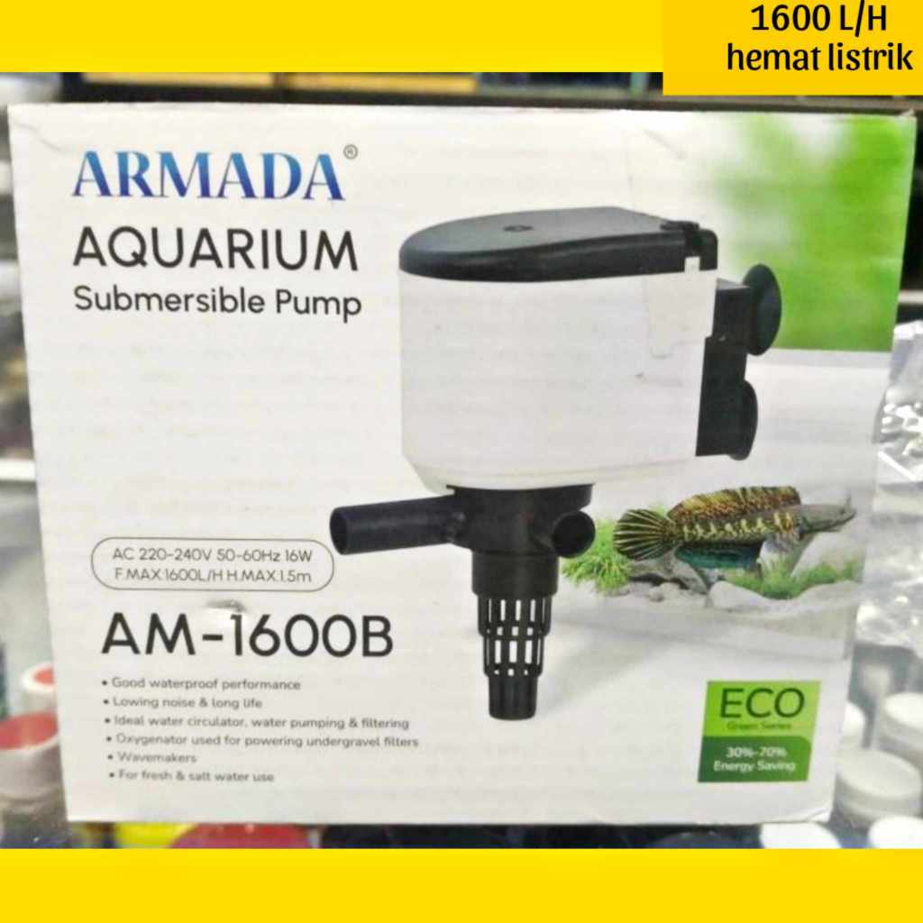 pompa air celup aquarium 80 cm 1 meter ph mesin filter armada 1600b