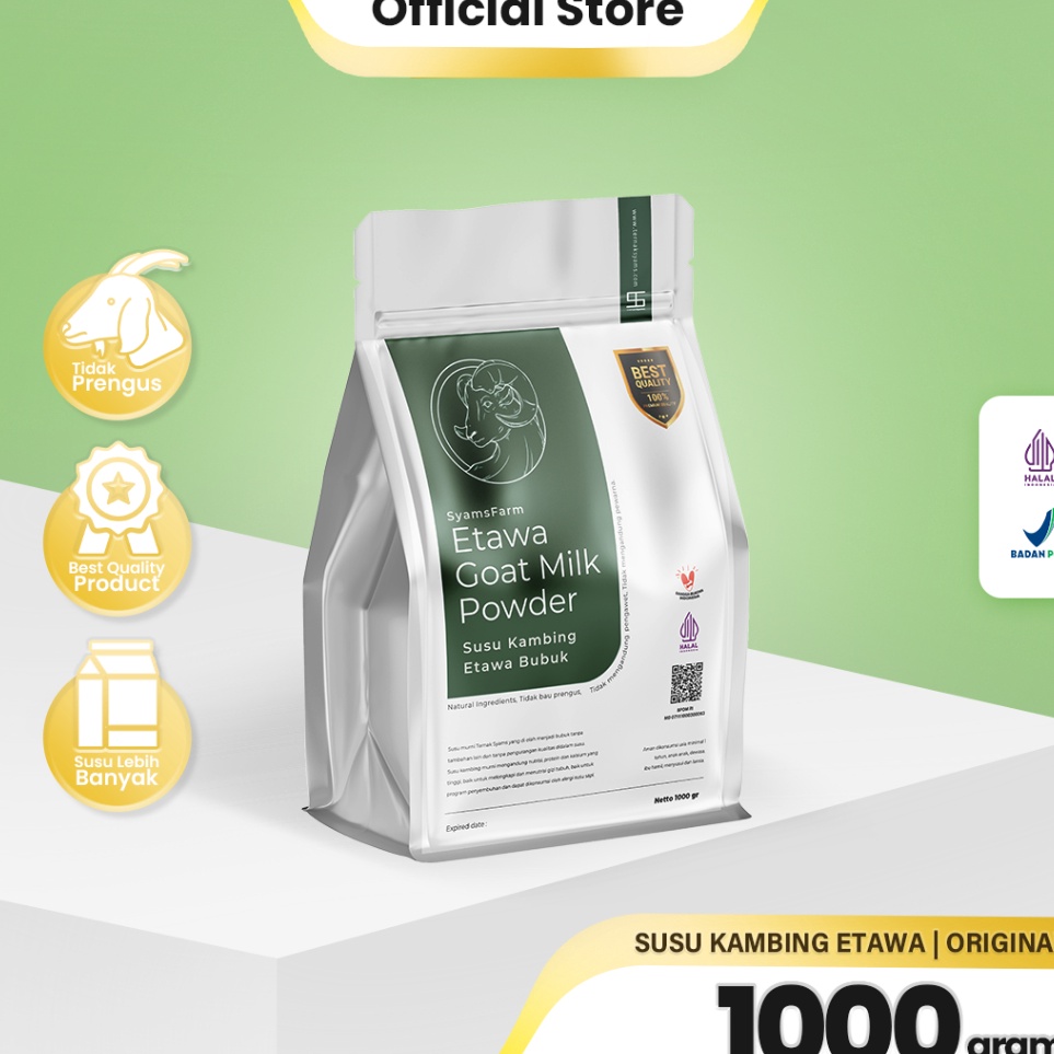 

KODE EVZ287 Ternak Syams - SyamsFarm Susu Kambing Etawa Bubuk 1000 gram 1 Kg Rasa Original Ternak Syams BPOM Halal Premium Platinum Goat Milk Powder Drink Pasteurisasi Cair Natural Sehat Asli Terjamin Berkualitas COD Tunai bayar ditempat Platinum flavor p