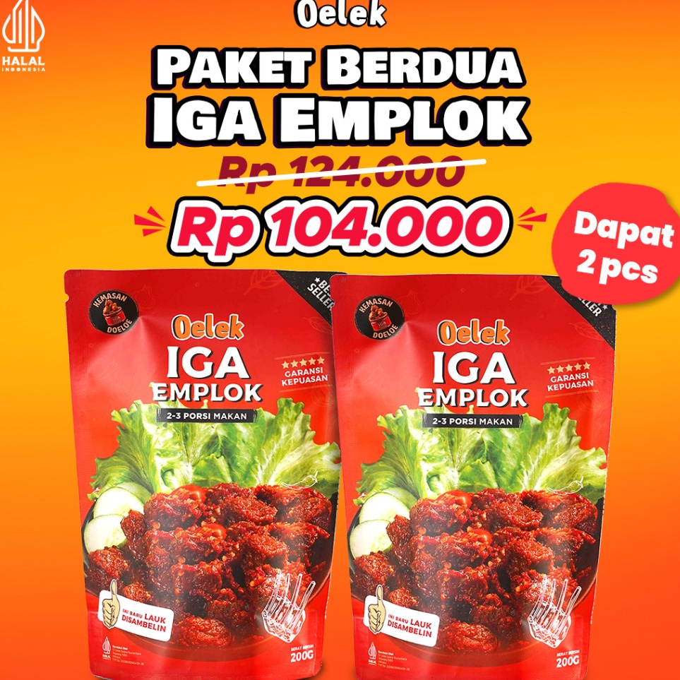 

MODEL TVR954 Paket Berdua Iga Emplok Oelek - 2 Pack Iga Emplok / Iga Mercon / Iga Sambal / Oseng Iga