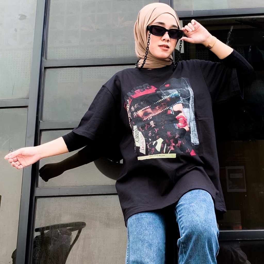 JINISO Kaos Oversize T-Shirt Black Rebel