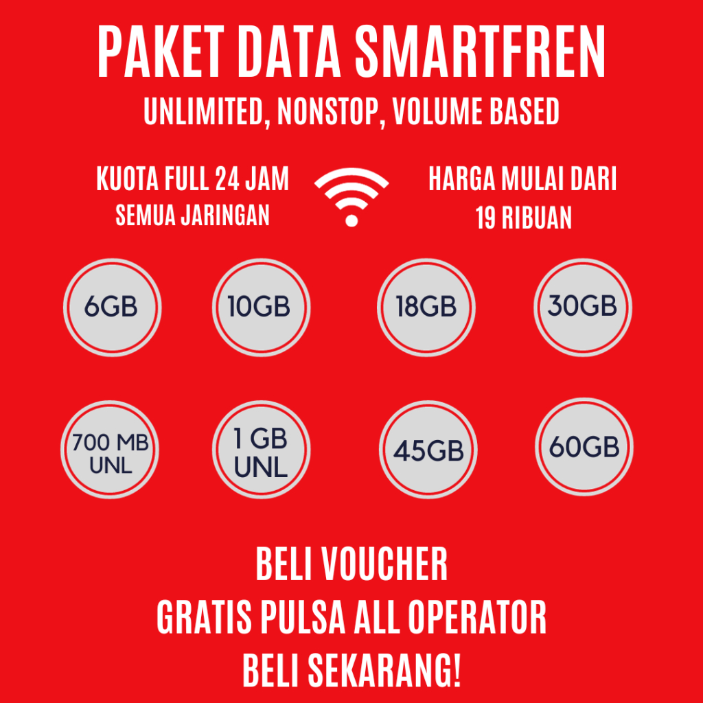 Kuota Internet Smartfren Unlimited Nonstop 4G Full 24 Jam 4gb 6gb 10gb 18gb 30gb 45gb 60gb Kuota Smartfren Unlimited 28 hari