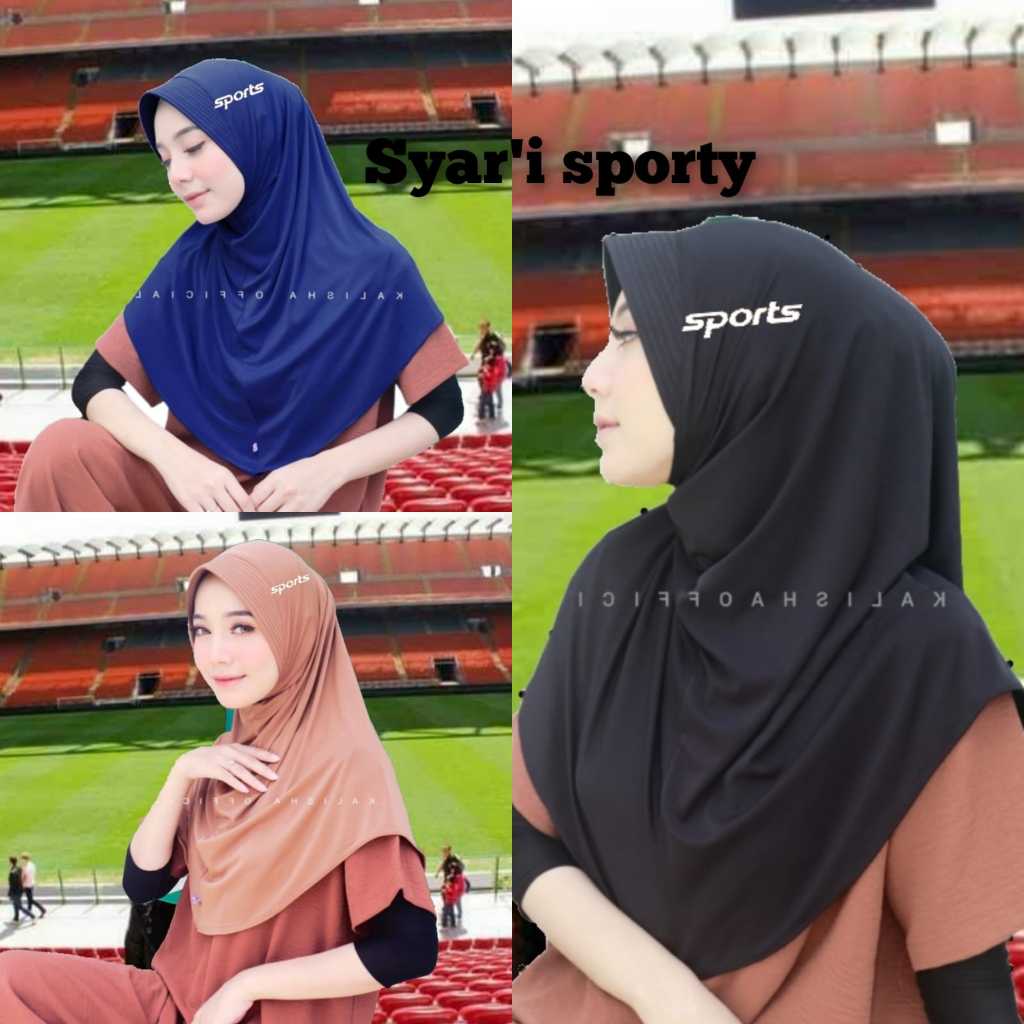 jilbab sport syari'i kerudung panjang menutup dada olahraga hijab khimar sporty bergo panjang