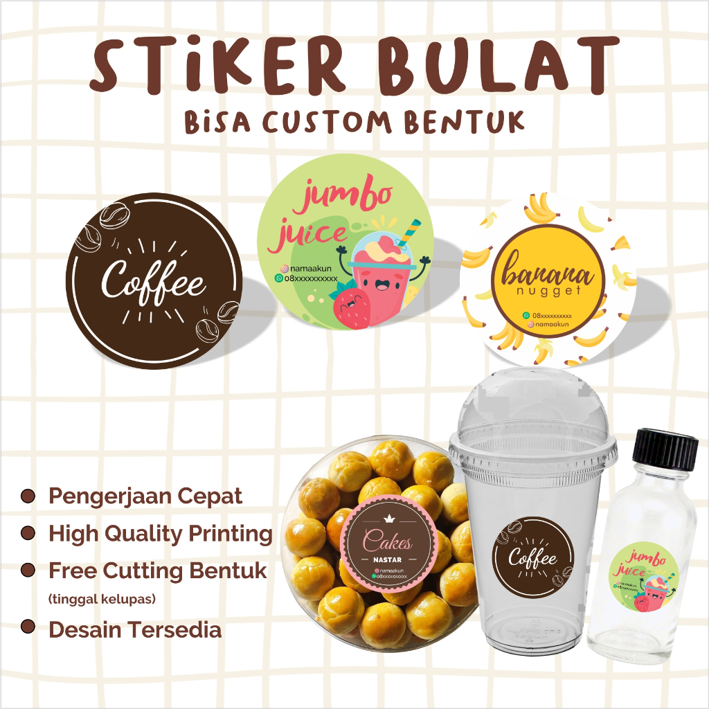 

STIKER LABEL BULAT KEMASAN LOGO PRODUK MAKANAN MINUMAN OLSHOP