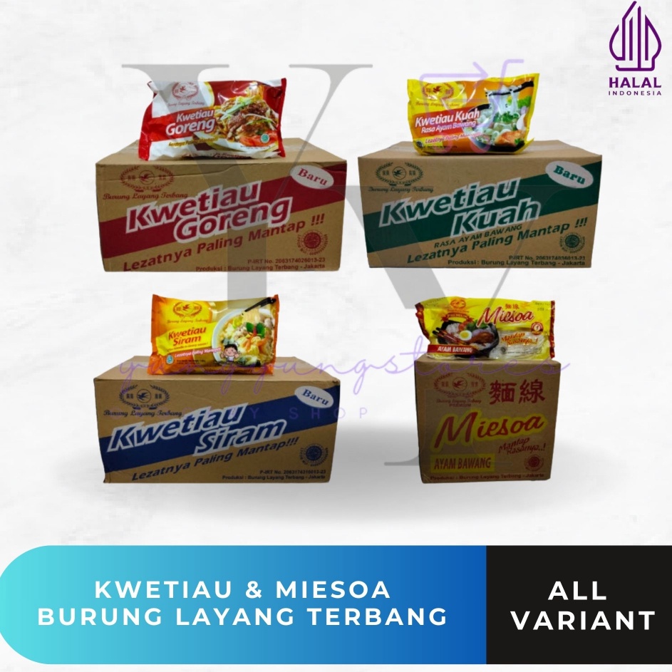 

Best Product 1 Dus Isi 20 Bungkus Kwetiau Kuah / Goreng / Siram / Miesoa Kuah Cap Burung Layang Terbang