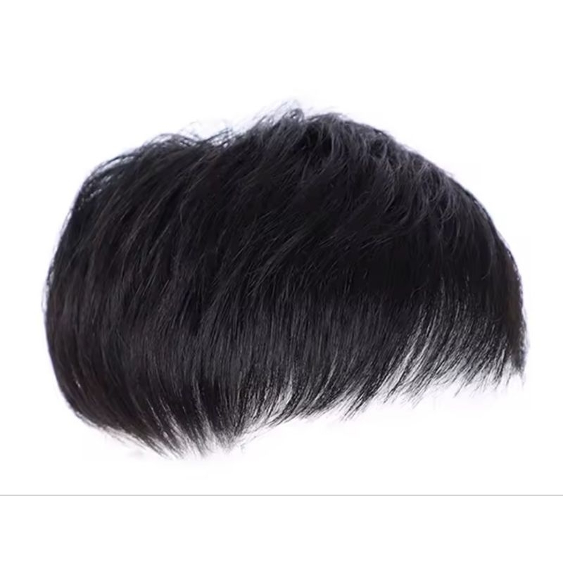 Toupee Wig pria pendek Rambut palsu penutup Botak