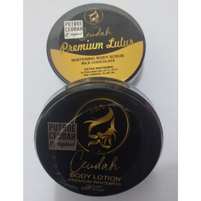 Putroe Ceudah paket Buldling Hb 100 gram 1 pot + lulur pc cokelat 100 gram 1 pot ( dapat nya 2 Pot/ 