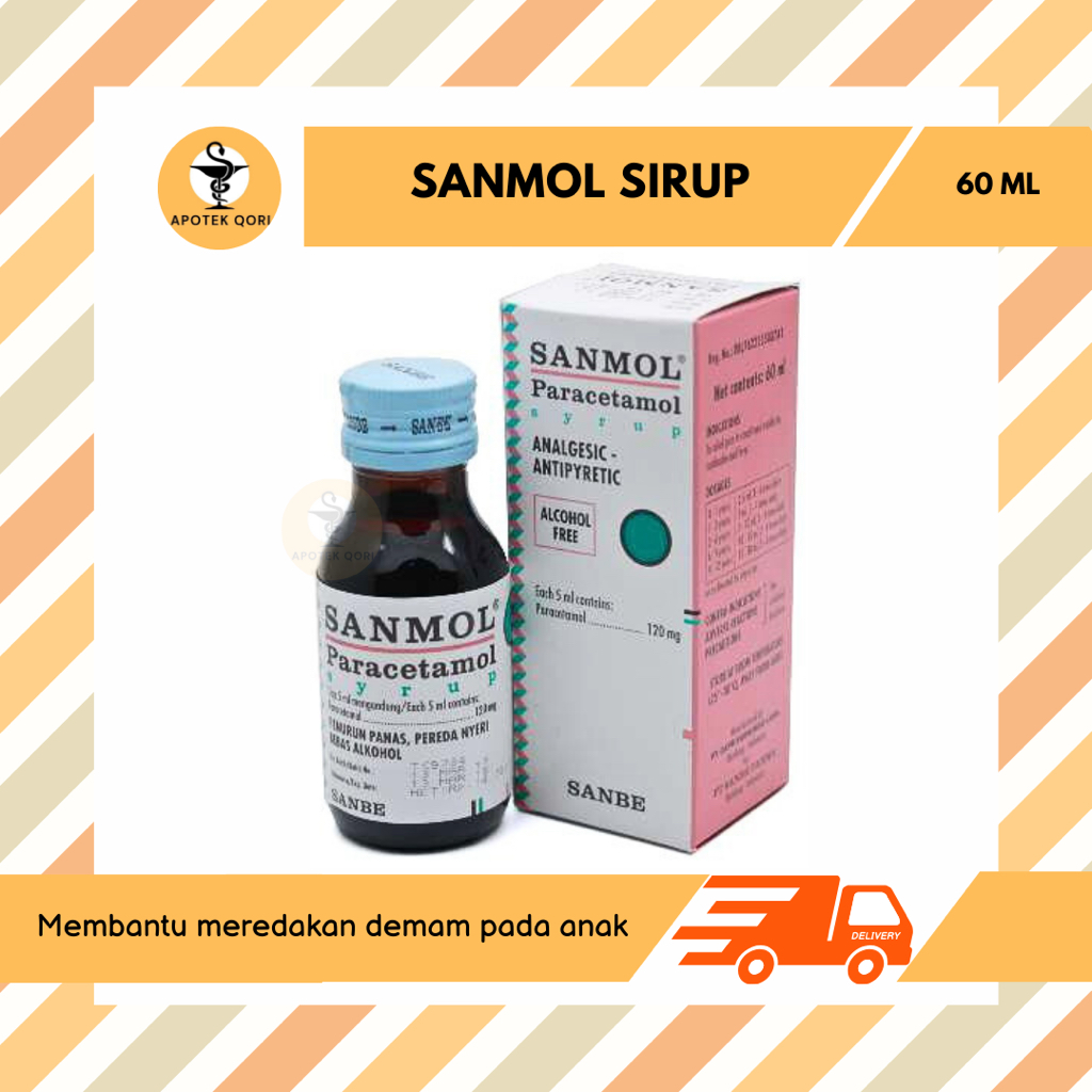 SANMOL SIRUP 60 ML/PARACETAMOL/DEMAM NYERI ANAK