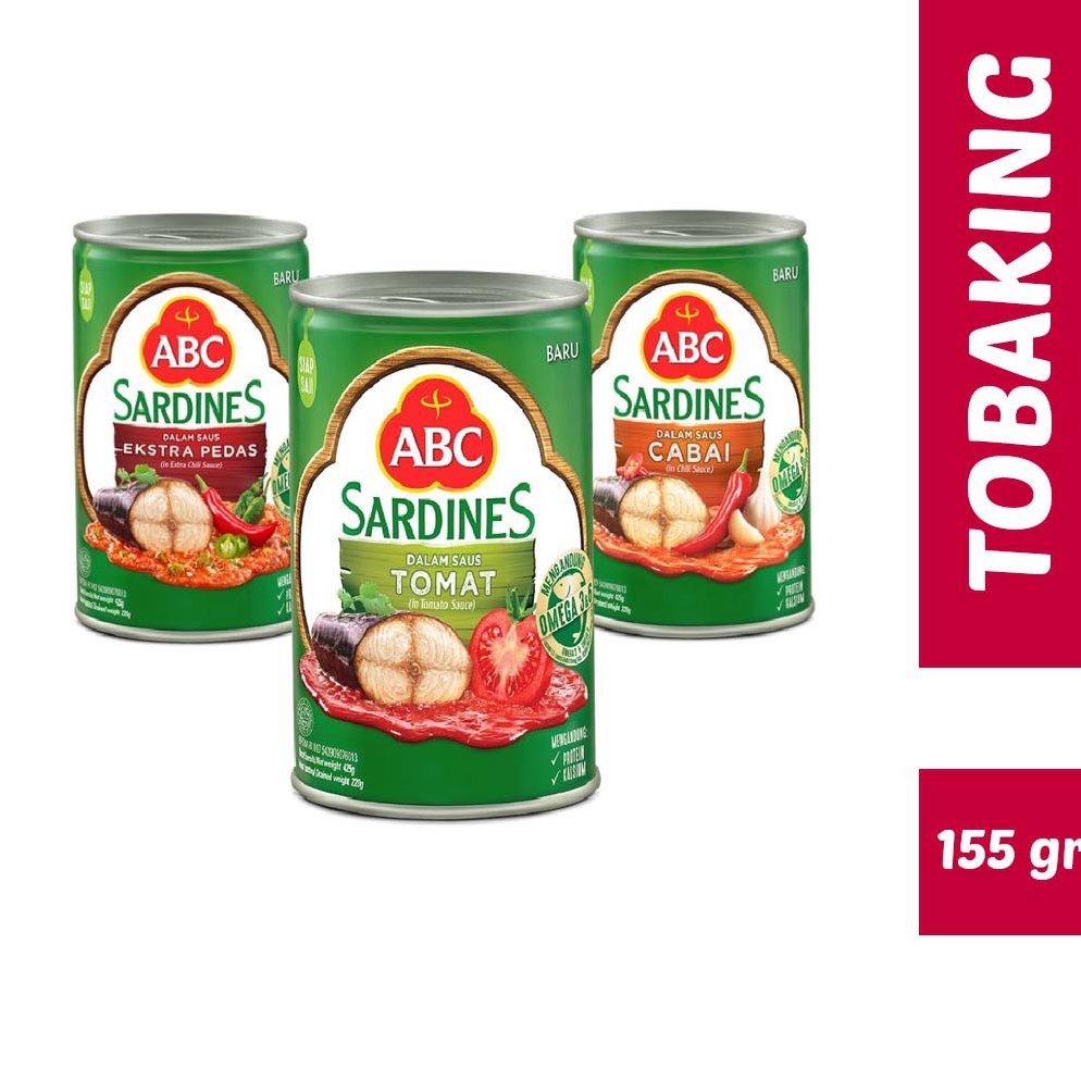 

Terb@tas Sarden ABC Sardines Tomat Cabai Extra Pedas 155gr [56]