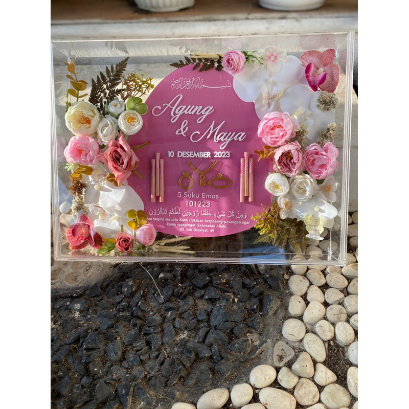 mahar akrilik tetes air 30x40 ,mahar akrilik pernikahan,mahar akrilik lamaran,mahar akrilik 30x40