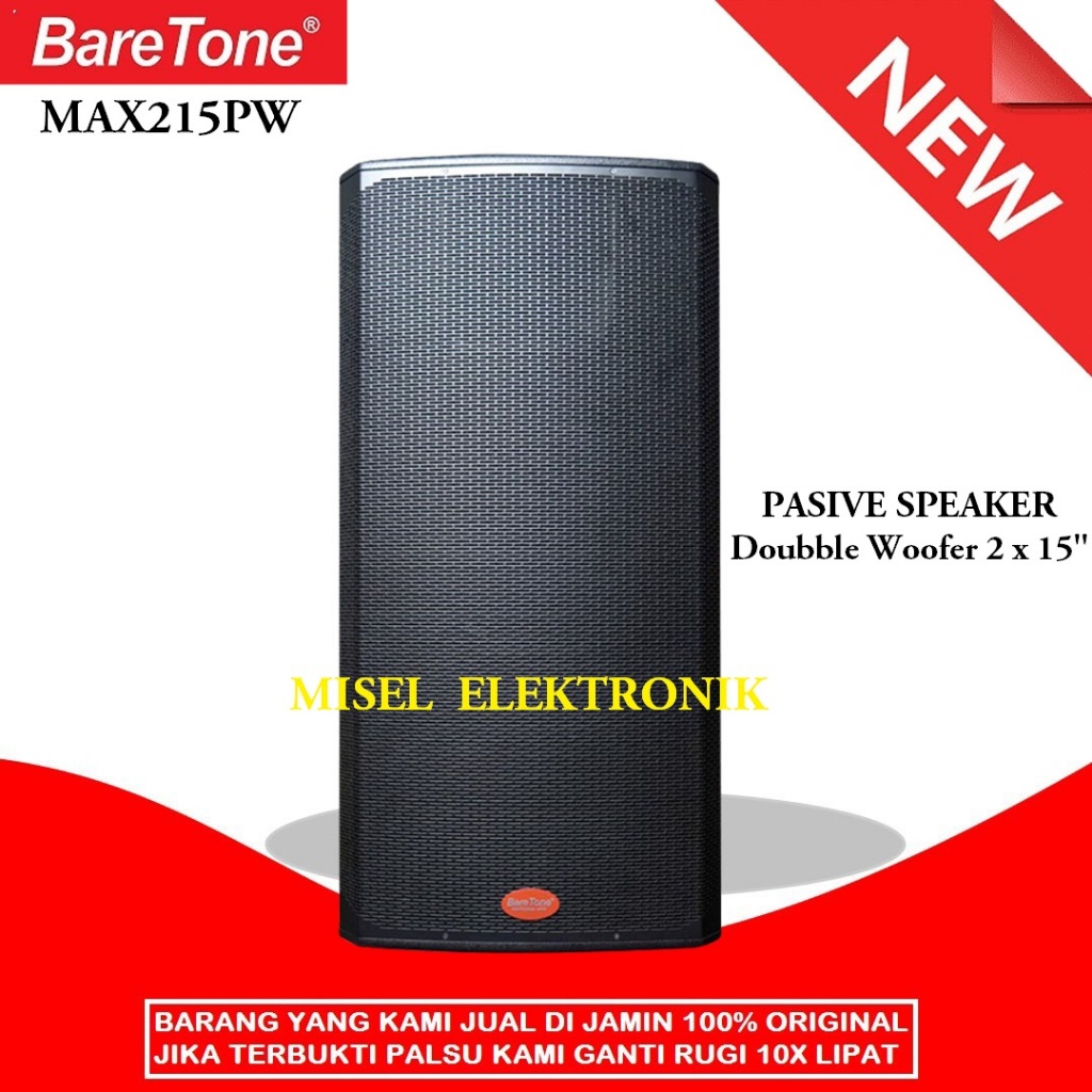 Speaker Pasif 15 Inch Doble Woofer BareTone MAX15PW / MAX15 PW
