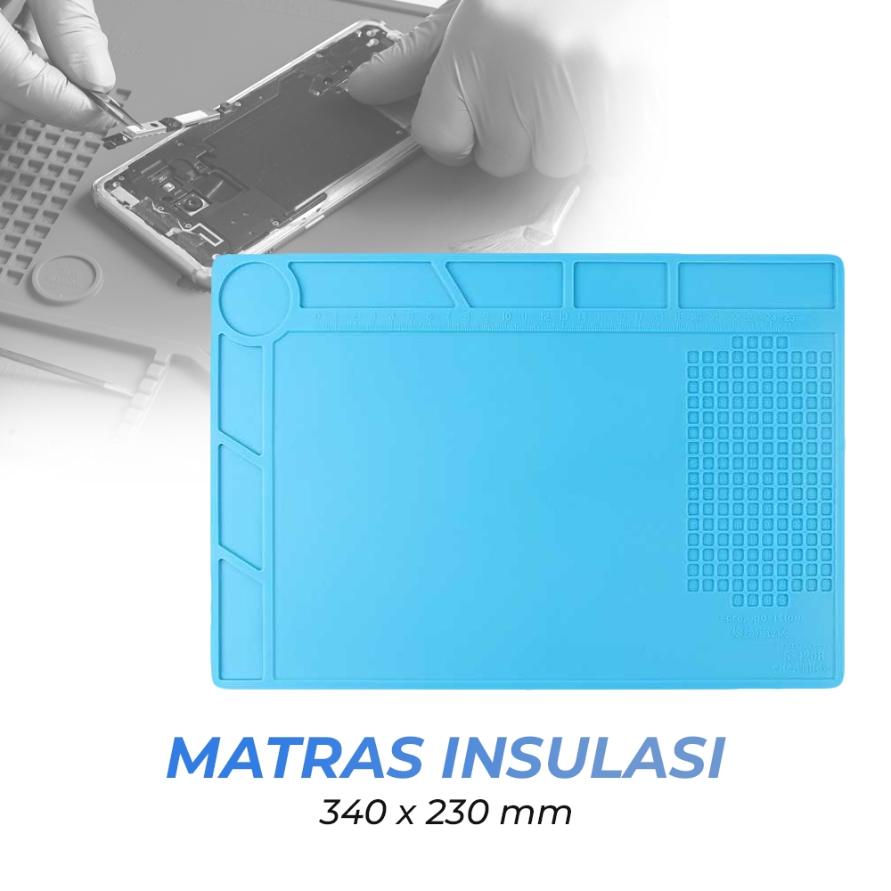 Matras Meja Alas Service Hp Anti Panas Kerja 340 x 230 mm - S-120 - Blue