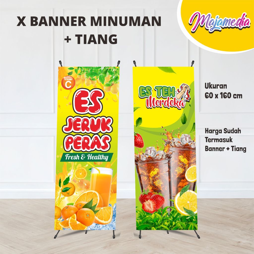 X BANNER MINUMAN ( BANNER + TIANG )