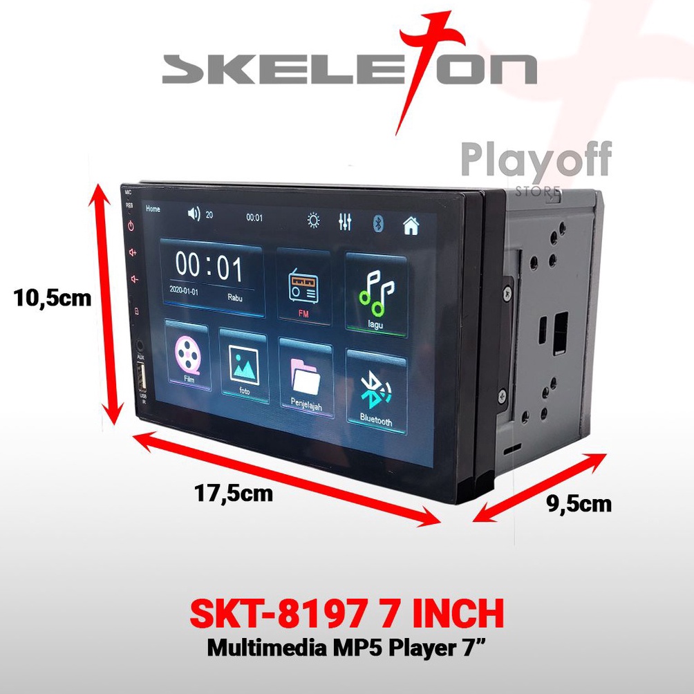 HA71 Tape Mobil Double Din MP5 SKELETON Head Unit Body Panjang Pendek Medium Full Touch Screen Bluet