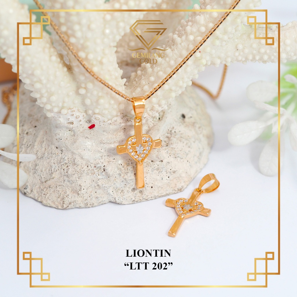 LIONTIN SALIB EMAS ASLI KADAR 375 (8K) SALIB KOMBINASI LOVE EDISI NATAL CHRISTMAS TERBARU (LT 202)